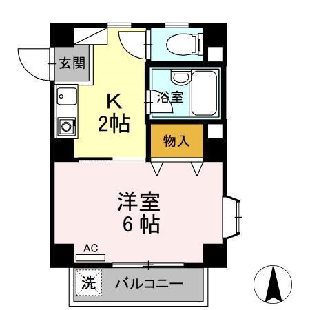 SUMIワンルームマンション(1K/3階)の間取り写真