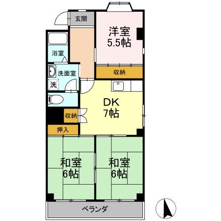 エスプラナード(3DK/1階)の間取り写真