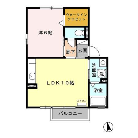 ホープM Ⅰ・Ⅱ Ⅰ(1LDK/2階)の間取り写真
