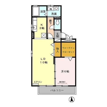 プリムローズ(1LDK/1階)の間取り写真