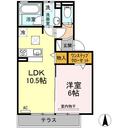 ラフィーネ(1LDK/1階)の間取り写真
