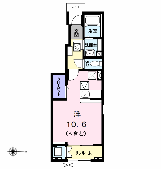 グレース シャトレ 二番(ワンルーム/1階)の間取り写真