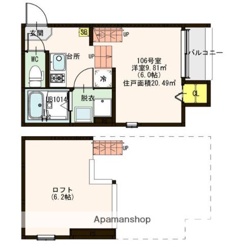 サウスERN GATE(ワンルーム/1階)の間取り写真