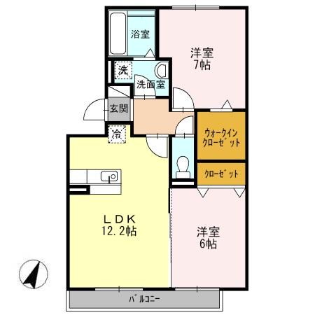 ラフィーネ野立(2LDK/3階)の間取り写真