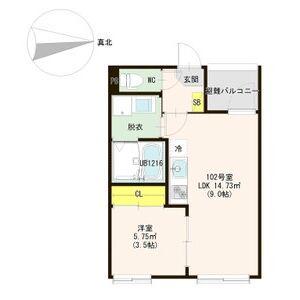 ル・シェール南名古屋(1LDK/1階)の間取り写真