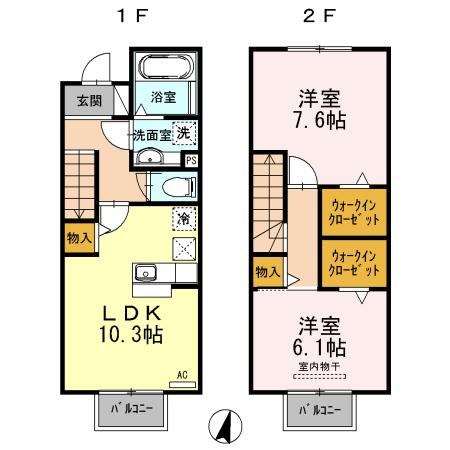 プランドール鳴尾(2LDK/1階)の間取り写真