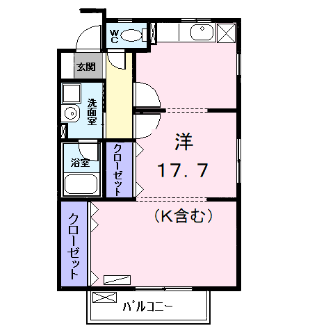 コーポ上流Ⅰ(ワンルーム/1階)の間取り写真