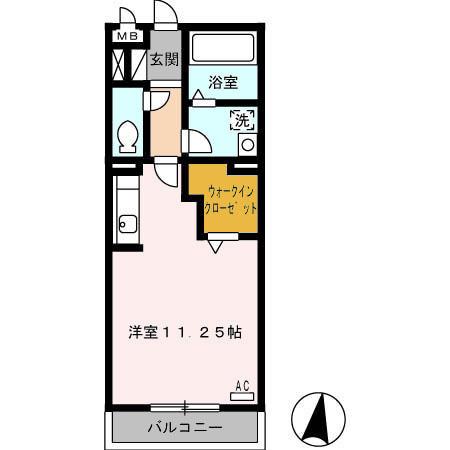 クリークII(ワンルーム/2階)の間取り写真