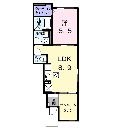 セリーナ(1LDK/1階)の間取り写真