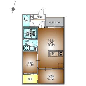REGALEST道徳駅前(2LDK/1階)の間取り写真