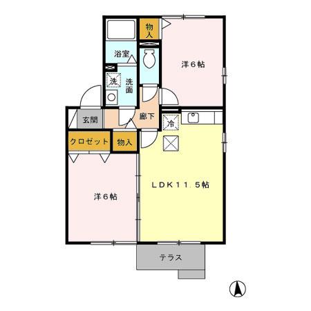 カーサ ベルデII(2LDK/1階)の間取り写真
