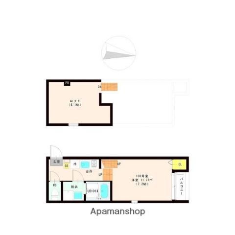 ポラリス星宮(1K/1階)の間取り写真