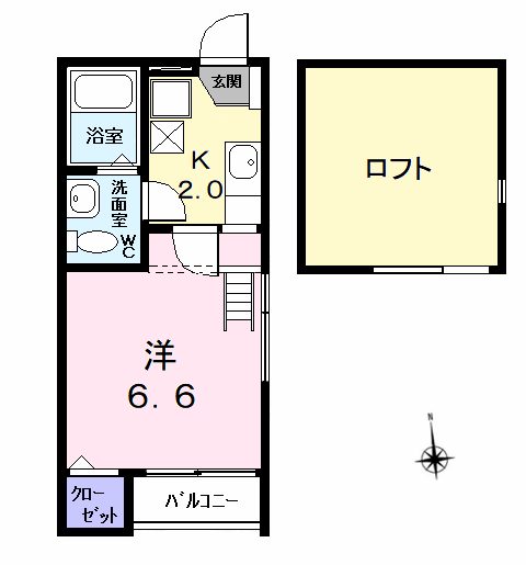 アビー・ロード(1K/1階)の間取り写真
