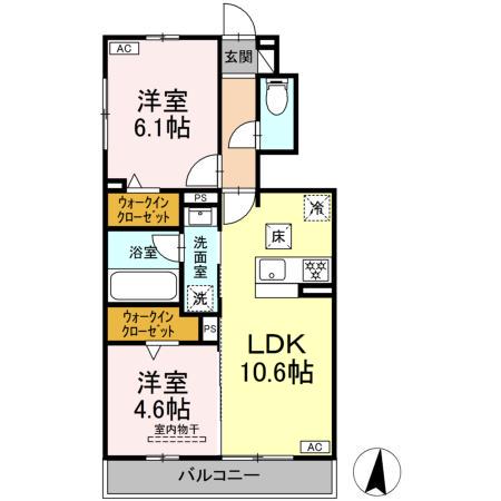 名古屋市東山線 高畑駅 徒歩15分 2階建 新築(2LDK/1階)の間取り写真