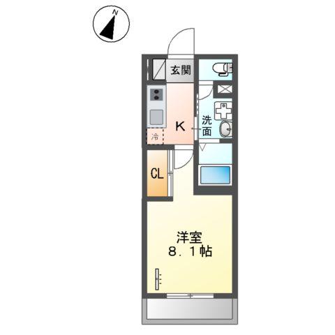 ヴァローレ日比野(1K/2階)の間取り写真