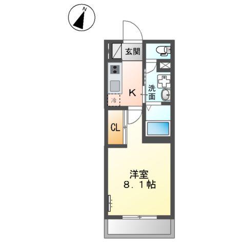 ヴァローレ日比野(1K/1階)の間取り写真