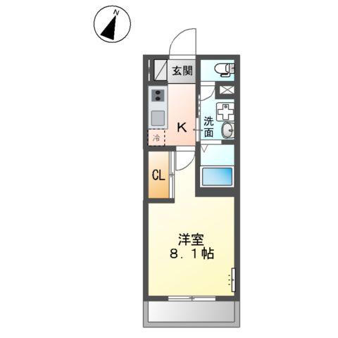ヴァローレ日比野(1K/3階)の間取り写真