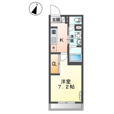 ヴァローレ日比野(1K/1階)の間取り写真