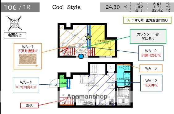 VELO SOTOYAMA(ワンルーム/1階)の間取り写真