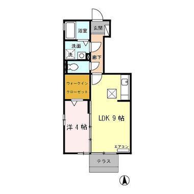 ベリルマーチ(1LDK/1階)の間取り写真