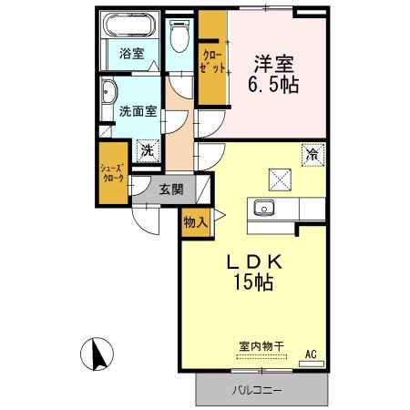 セリシアージュ(1LDK/1階)の間取り写真