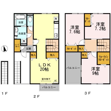 セリシアージュ(3LDK/1階)の間取り写真