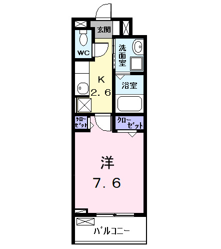 エクセルシオールⅡ(1K/2階)の間取り写真