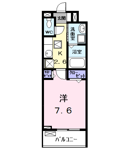 エクセルシオールⅡ(1K/1階)の間取り写真