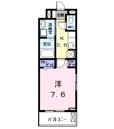 エクセルシオールⅡ(1K/2階)の間取り写真