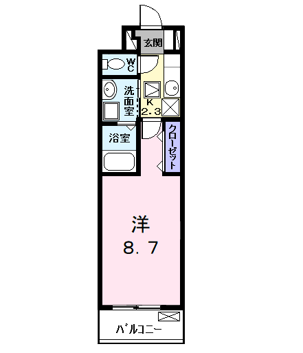 エクセルシオールⅡ(1K/1階)の間取り写真