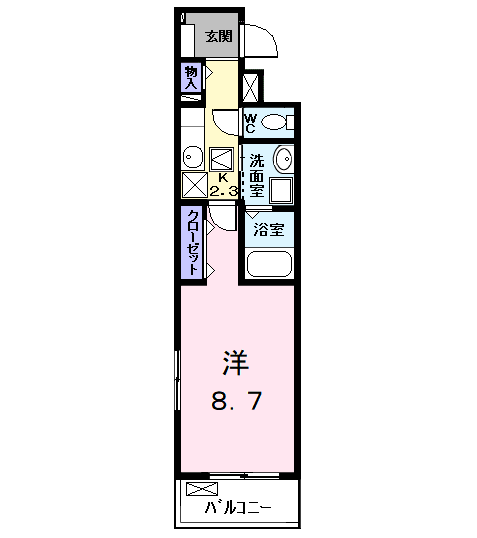 エクセルシオールⅡ(1K/1階)の間取り写真