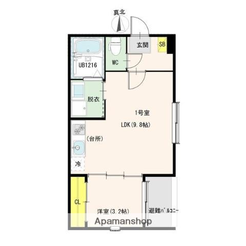 ハーモニーテラス西又兵ヱ町四丁目(1LDK/3階)の間取り写真