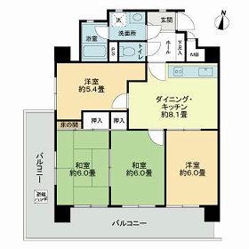 ライオンズマンション尾頭橋(4DK/3階)の間取り写真