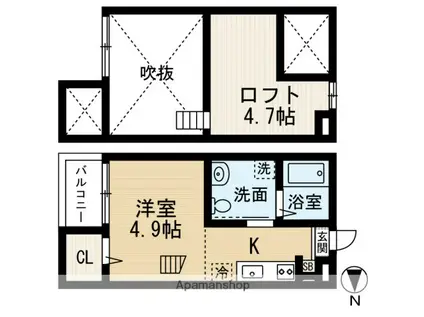 HOUSING COMPLEX T2(ワンルーム/1階)の間取り写真