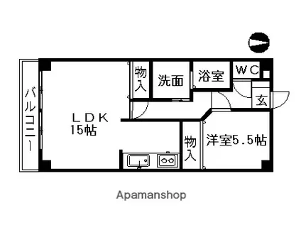 ラ・メゾンタナカB(1LDK/3階)の間取り写真