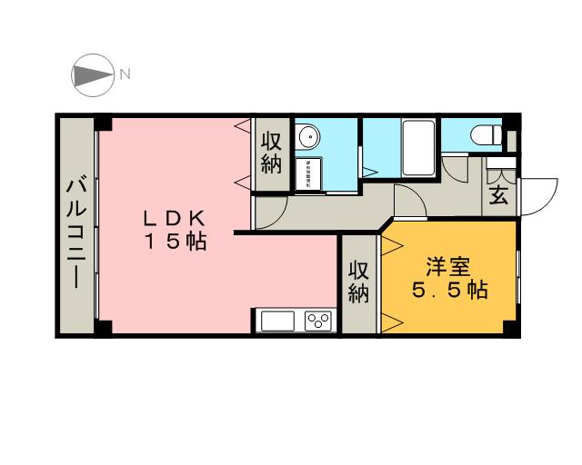 ラ・メゾンタナカB(1LDK/1階)の間取り写真