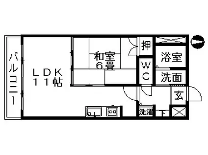 ガーデンヒルズ明正(1LDK/5階)の間取り写真