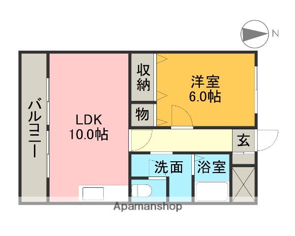 ラフィーネヤマセ(1LDK/2階)の間取り写真