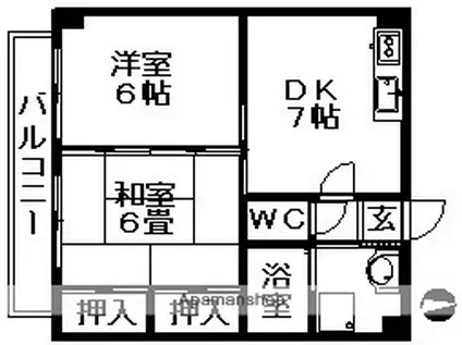 山伝マンション(2DK/3階)の間取り写真