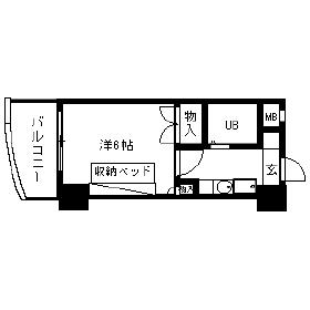 岩井橋ロイヤルハイツ(1K/10階)の間取り写真