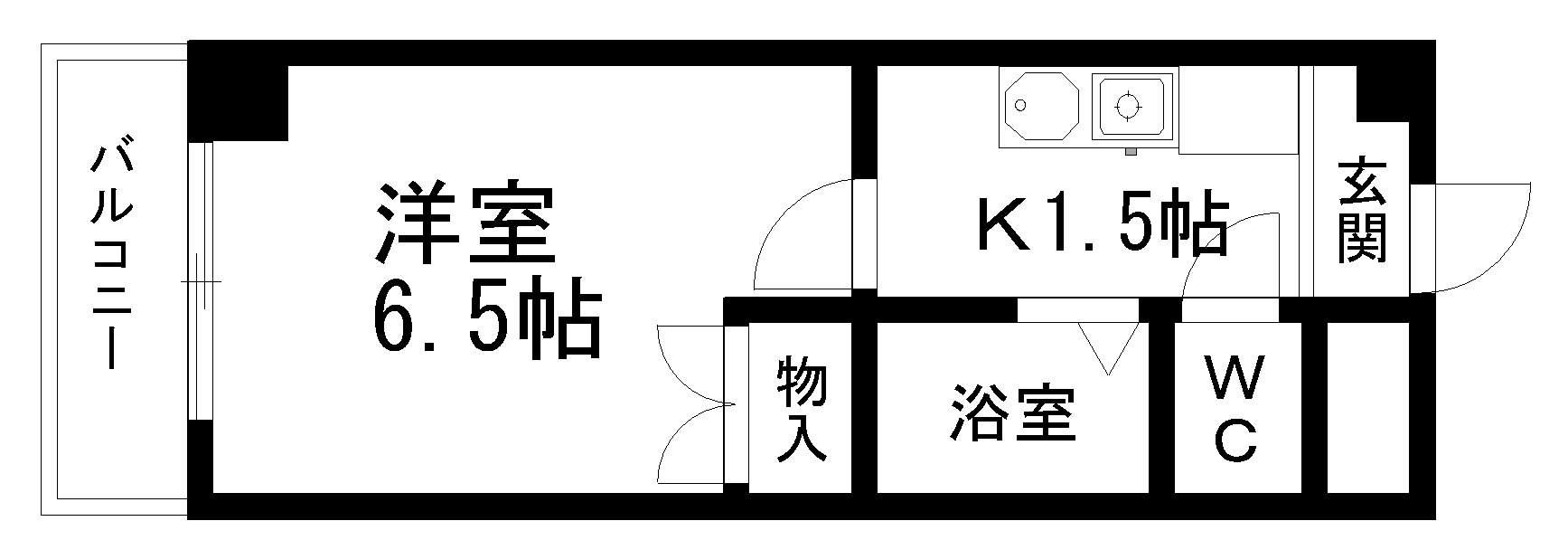 カーサ川並(1K/2階)の間取り写真