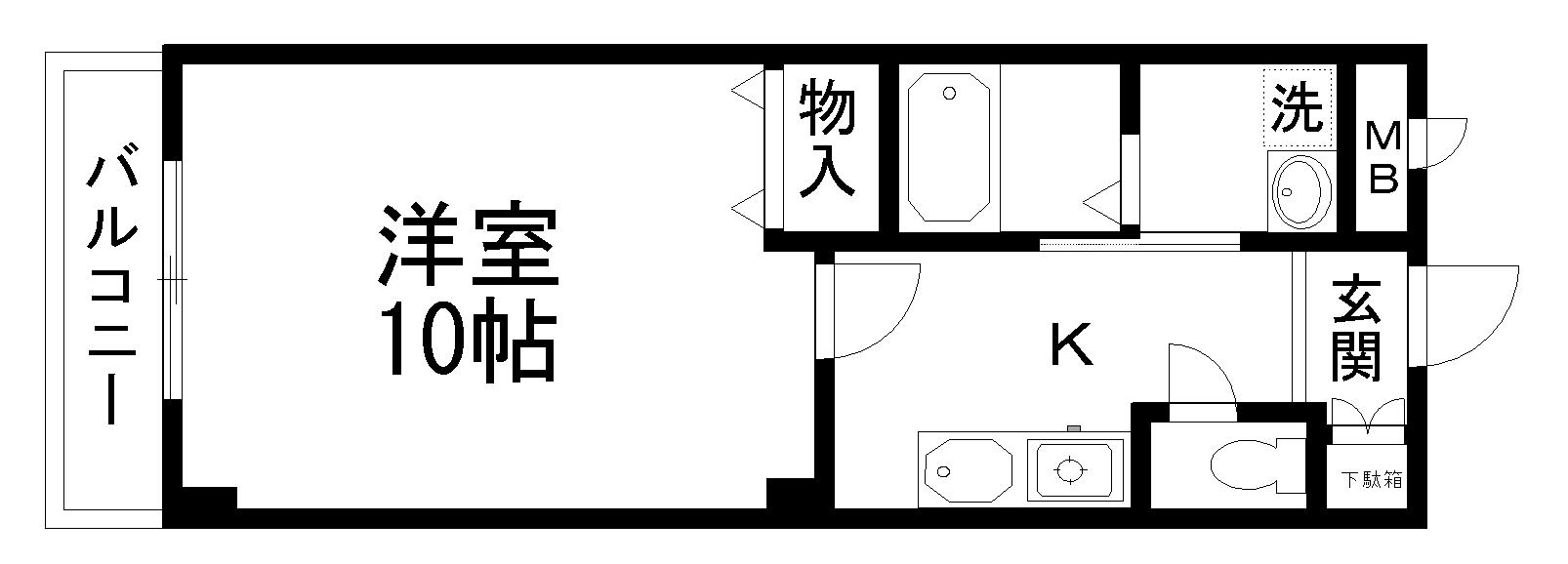 本州ビルⅢ(1K/3階)の間取り写真