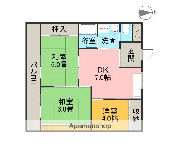 ハイツ幹(3DK/1階)の間取り写真