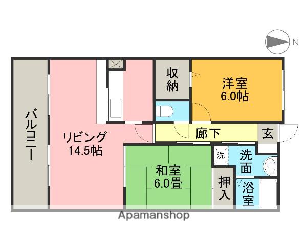 センチュリーパーク十一屋(2LDK/4階)の間取り写真