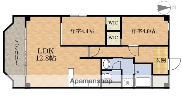 第二桔梗ビル(2LDK/4階)の間取り写真