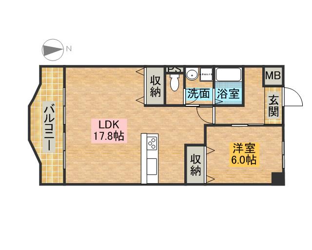 第二桔梗ビル(1LDK/2階)の間取り写真