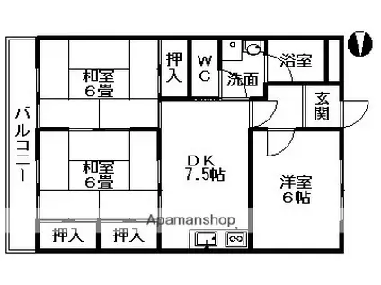 飯田第二コーポ(3DK/2階)の間取り写真