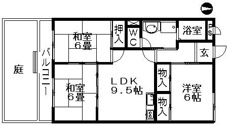 はら第2ハイツ(3LDK/1階)の間取り写真