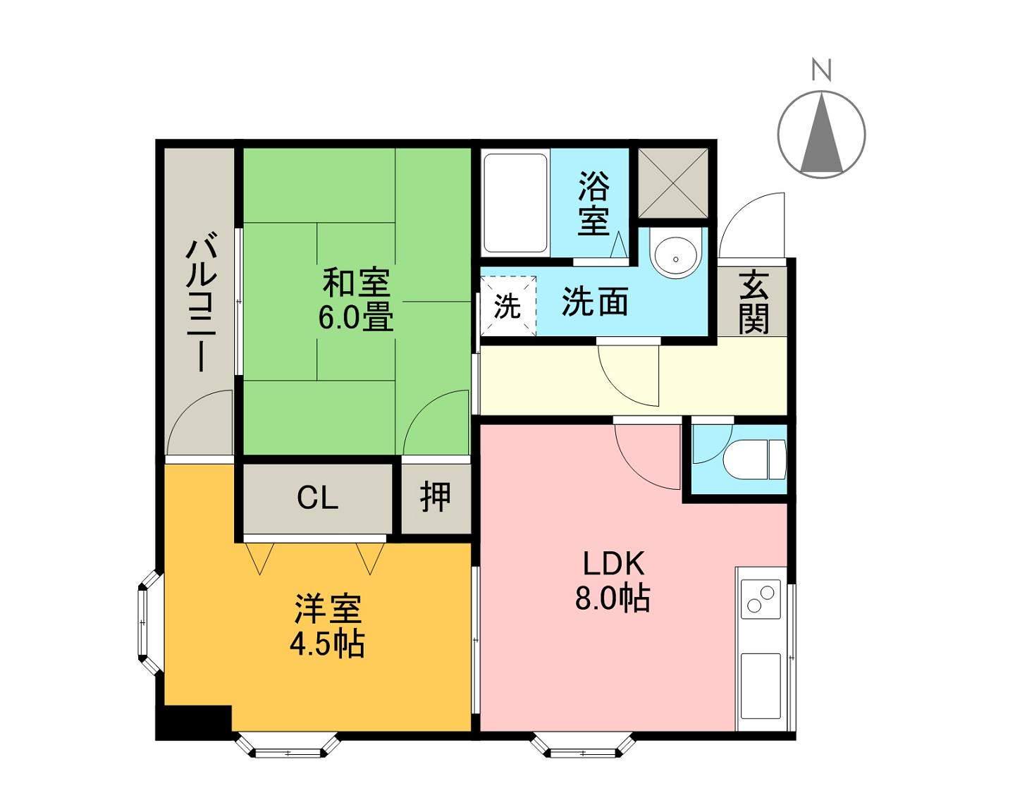 栄グランドハウス(2DK/3階)の間取り写真