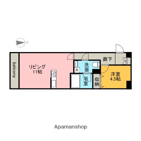 ヴァリエ東別院(1LDK/4階)の間取り写真